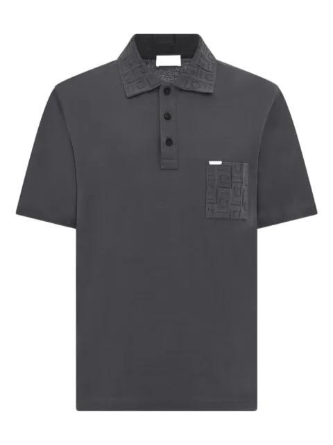 Ferragamo V-neck polo with jacquard pocket detail Grey 791684