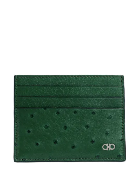Ferragamo Gancini ostrich coin purse Green 790572