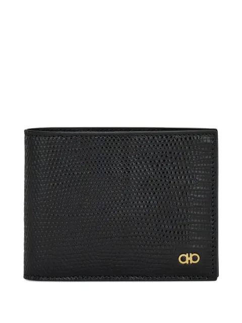 Ferragamo Gancini lizard-leather wallet Black 790628