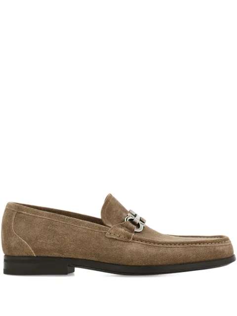 Ferragamo Gancini-buckle suede loafers Neutrals 789601