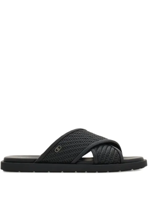 Ferragamo woven crossover Gancini sandals Black 789469