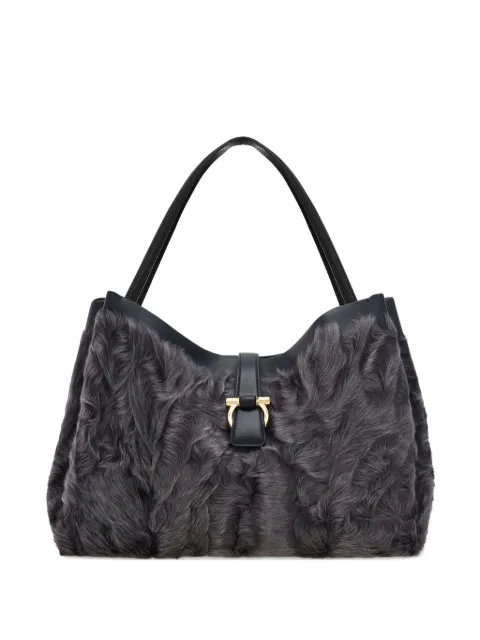 Ferragamo large shearling tote bag Grey 787988