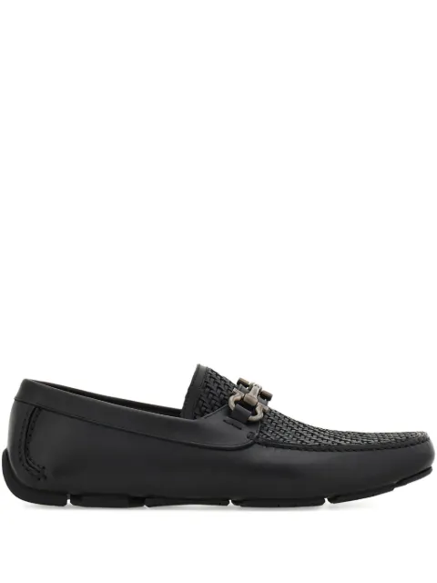 Ferragamo Gancini driver ornament loafers Black 789641