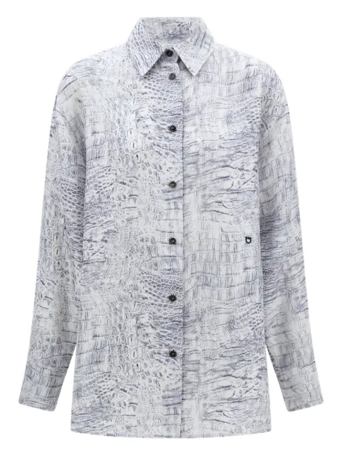 Ferragamo georgette shirt with orchid print White 790949