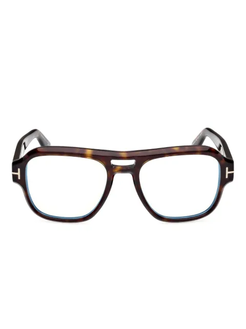 TOM FORD Eyewear tortoiseshell pilot-frame glasses Brown FT6085B