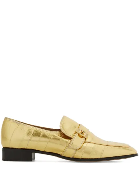 Ferragamo laminated loafers with Hug buckle detail Gold 789975