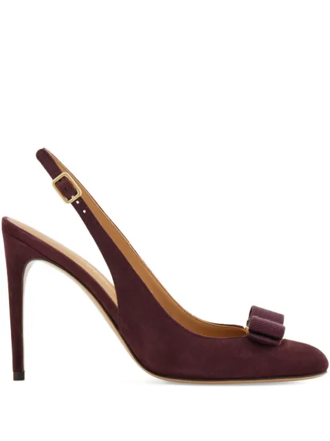 Ferragamo 90mm Vara bow-detail slingback pumps Purple 791387