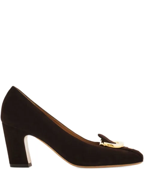 Ferragamo Gancini block heel pumps Brown 790460