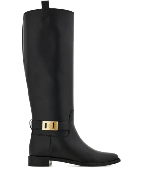 Ferragamo knee high boots with Hug buckle detail Black 784639
