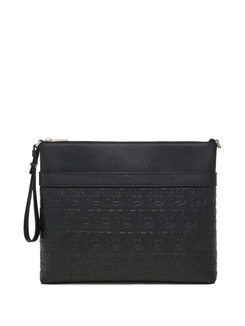 Ferragamo Gancini embossed-pattern messenger bag Black 790222
