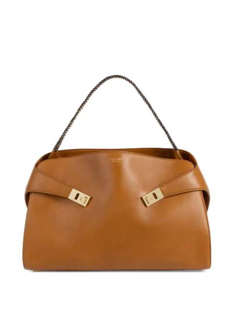 Ferragamo Hug soft bicolor shoulder bag (L) Brown 790022