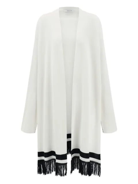 Ferragamo longline cardigan with fringe detail White 791778