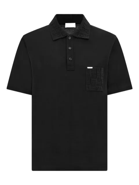Ferragamo V-neck polo with jacquard pocket detail Black 788366