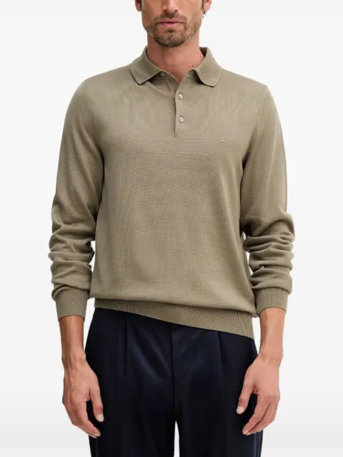 BOSS button long-sleeve polo shirt Green 50476357