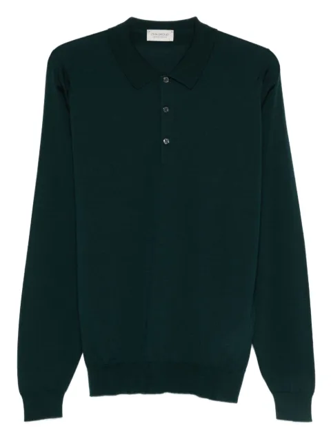 John Smedley long-sleeve polo shirt Green BELPER