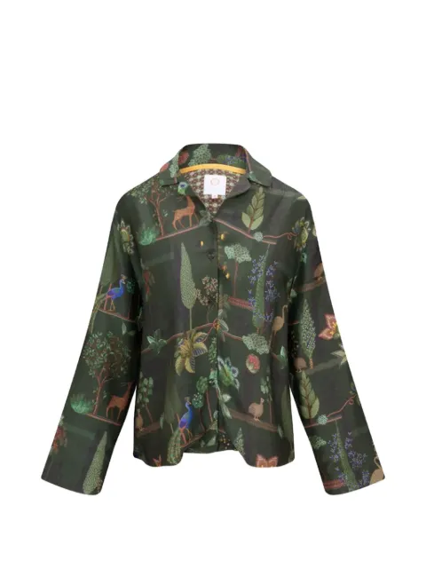PIP STUDIO collared animal-print top Green 51508002