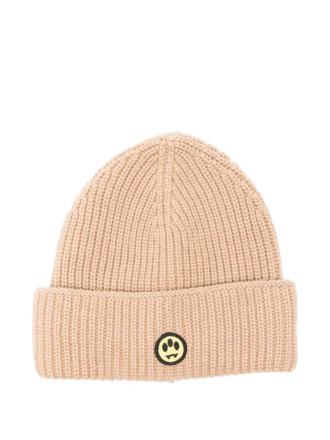 BARROW smiley-appliqué ribbed beanie Neutrals F5BWUAHT094