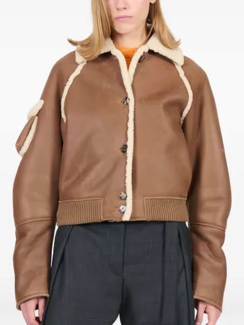 LOEWE shearling-trimmed bomber jacket Brown S359Y2SL48
