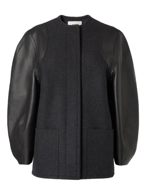 FENDI leather-paneled wool jacket Black FJ7650AJ0K