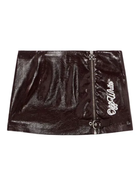 Off-White crinkle coated logo embroidery skirt Brown OWCU01GF25FAB0016E01