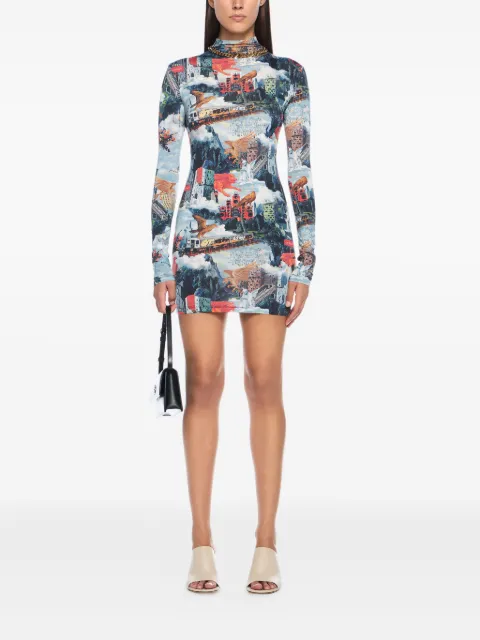 Off-White World Paint long-sleeve mini dress Blue OWDB55TF25JER0018501