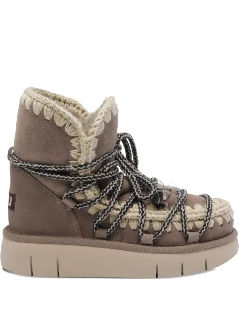 Mou crochet-trim lace-up ankle boots Neutrals MUFW531024A