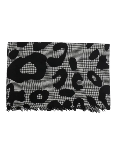 Faliero Sarti animal-print fringed scarf Black 206398020