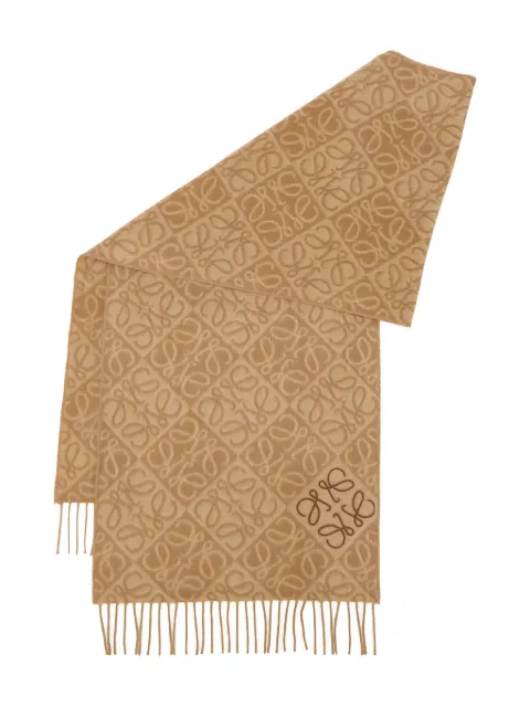 LOEWE anagram fringed scarf Brown F811SS1X01