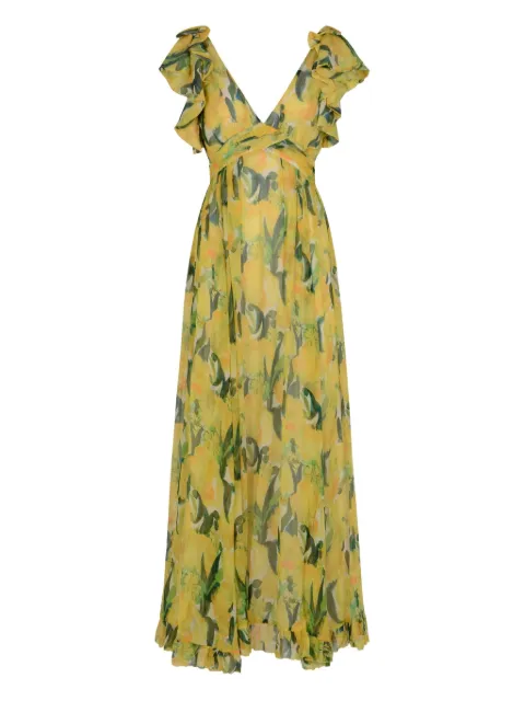 La DoubleJ ruffled floral-print dress Yellow DRE0906CRE009ZES01YE02