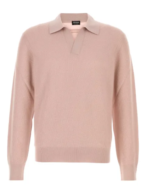 Zegna polo-collar cashmere sweater Pink RUGK93A2131