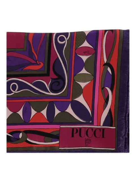 PUCCI geometric-print frayed scarf Purple 5UGB805UC22
