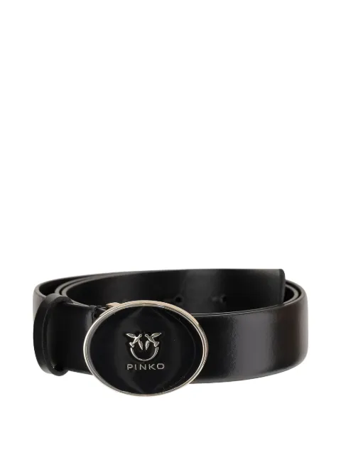 PINKO logo-plaque leather belt Black 105478A2QLZ99L