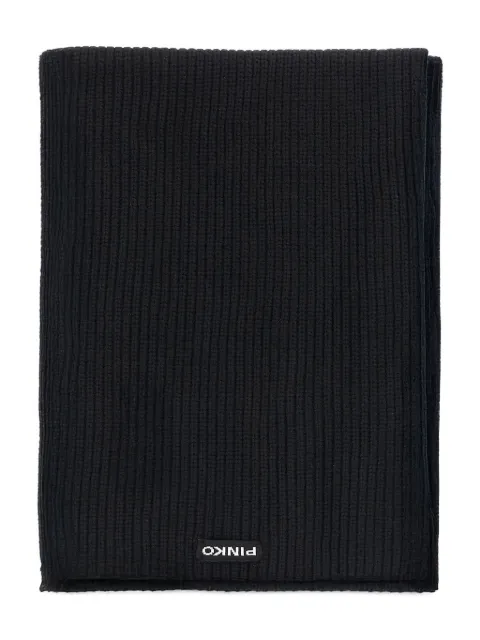 PINKO ribbed logo-patch scarf Black 105996A2Z4