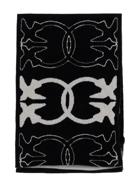 PINKO Love Birds fringed scarf Black 105992A2YO