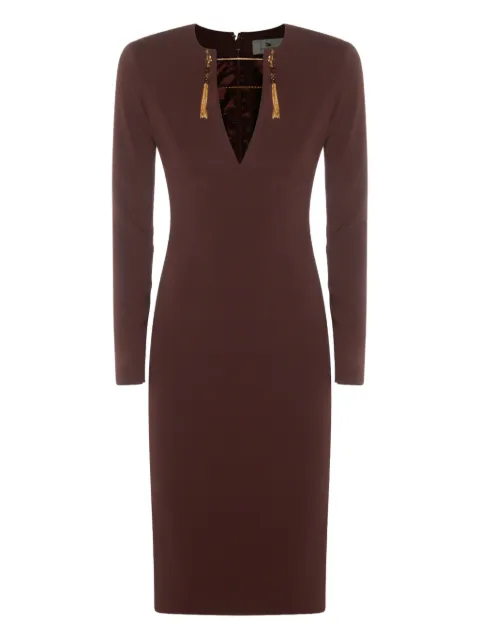 Elisabetta Franchi tassel-embellished long-sleeve dress Red AB80557E2