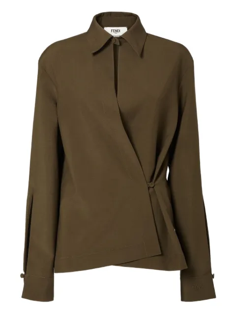 FENDI asymmetric wool-mohair blouse Green FS8287AQ3H