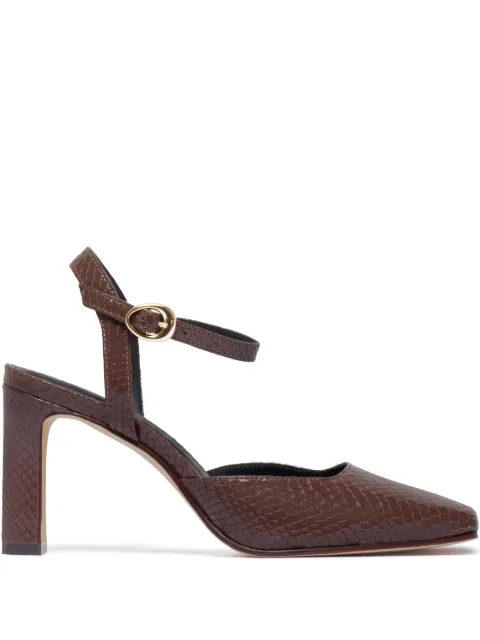 Bernardo 80mm Gama snakeskin ankle-strap pumps Brown GAMA
