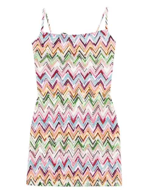 Missoni mini dress in stretch viscose with lace and zigzag motif White MS26SQ1NBJ00QL