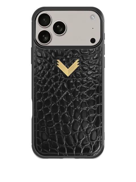 VELANTE crocodile-texture iPhone 17 Pro phone case Black 01PERAI17PMMGLIQUIDBLACK