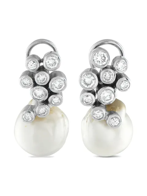 LB Exclusive 18K white gold diamond and pearl earrings Silver MF22090225