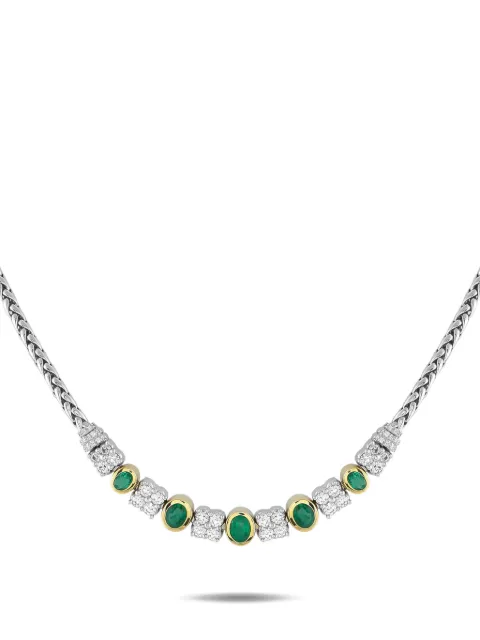 LB Exclusive 18K yellow and white gold emerald and diamond necklace Silver MF26090225