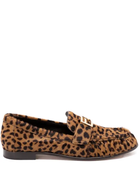 FENDI Baguette leopard-print loafers Brown 8D8756AY9S