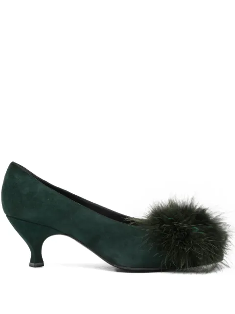 Romeo Gigli Pre-Owned 1990s pompom-detail suede pumps Green RO350CZ