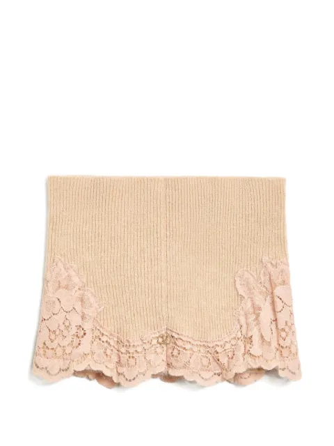 Valentino Garavani VLogo Signature cashmere and lace headband Neutrals WHI01MGTD