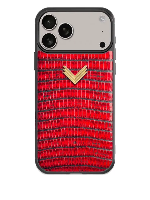 VELANTE leather-textured iPhone 17 Pro phone case Red 01PELRAI17PGVULCANOIPHONE17PRO