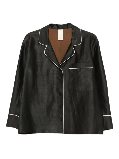 SOH piped-detail buttoned shirt Black SONBM080