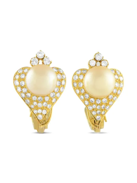 LB Exclusive 14K yellow gold diamond and pearl earrings Gold MF02090525