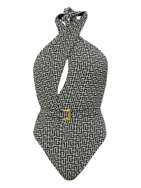 Balmain geometric-pattern swimsuit Black BKBKL2200
