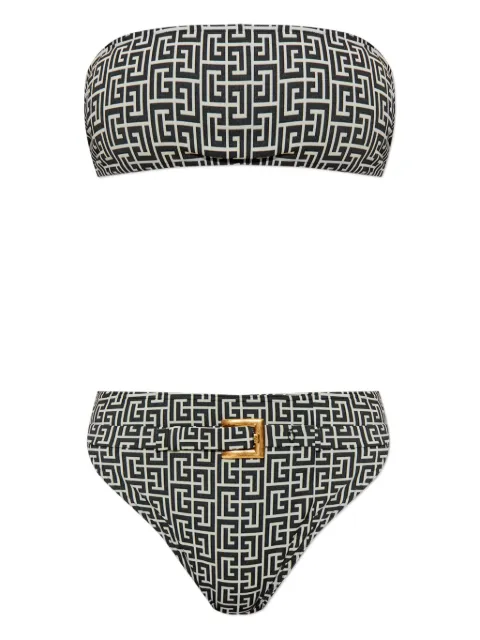 Balmain geometric-print belted bikini Black BKBAI2200