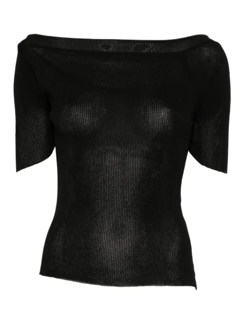 KHAITE boat-neck ribbed knitted top Black 9714435K435